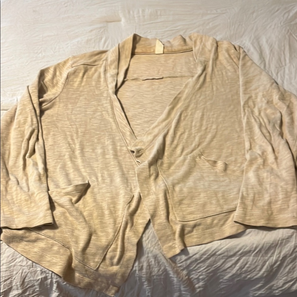 Beige Open Front Cardigan